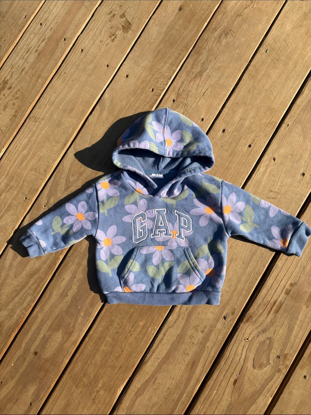 GAP Floral Hooded Pullover in Light Blue and Pastel